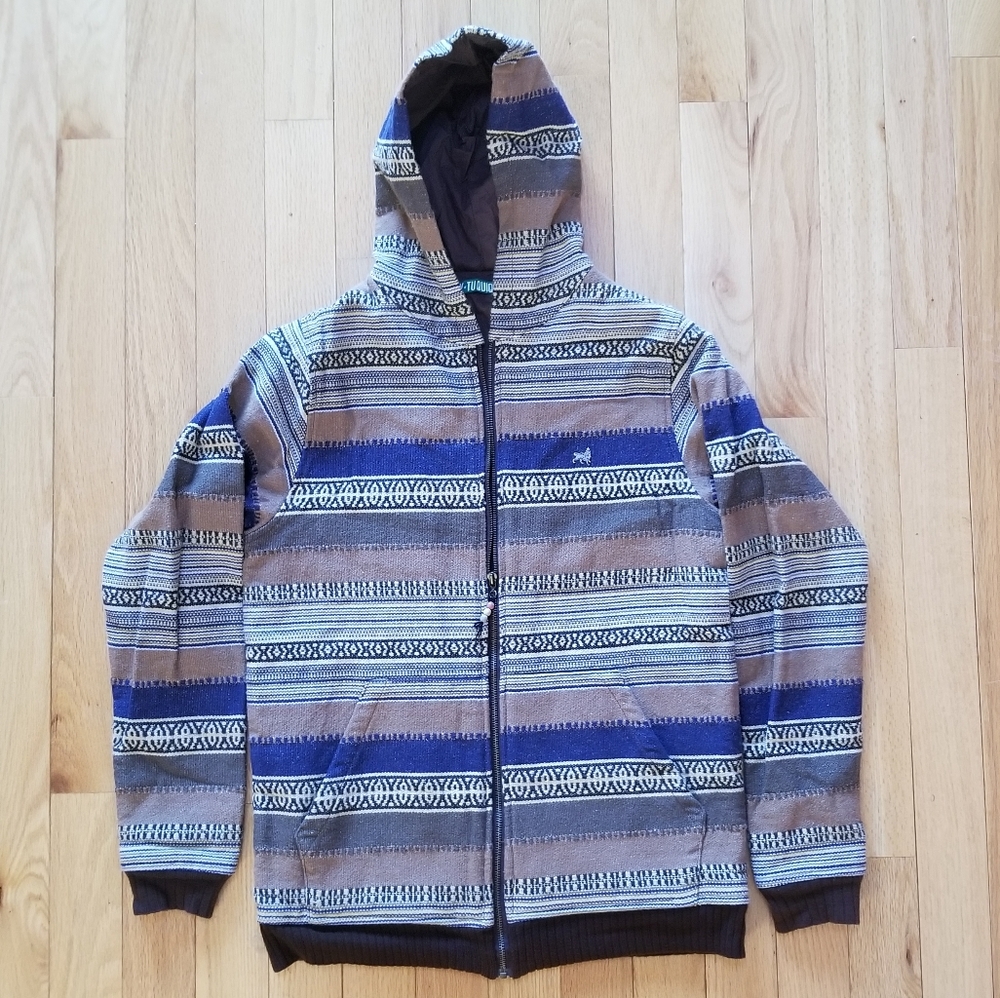 Y TU QUIQUE Men's South American Pattern full zip hoodie size medium